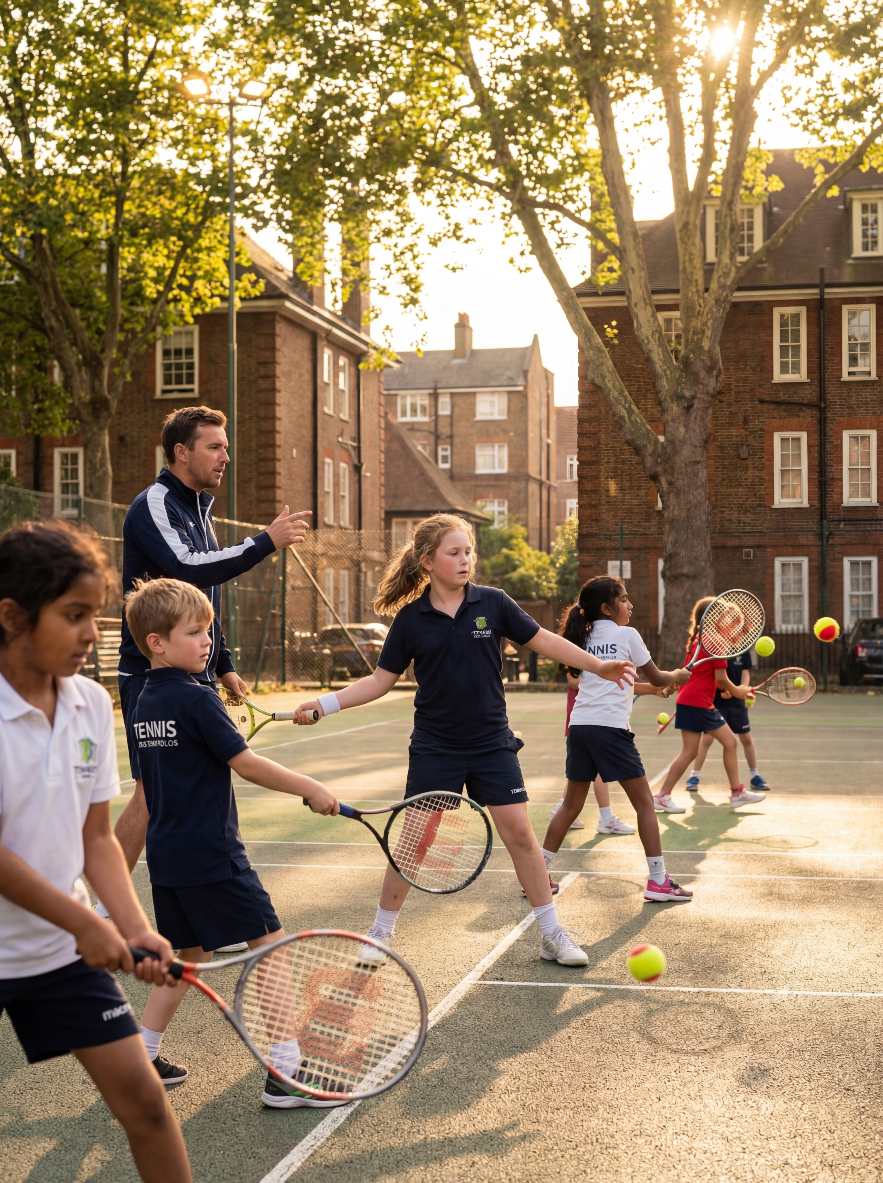 Kids playing tennis